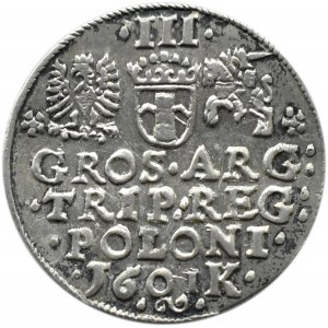 Zygmunt III Waza, trojak 1601, Kraków, głowa w lewo, rzadki