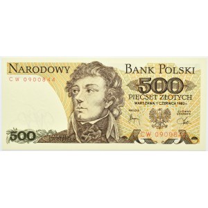 Polska, PRL, 500 złotych 1982, seria CW, Warszawa, UNC