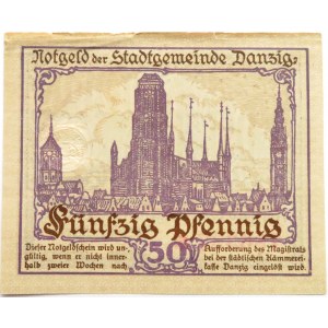 Wolne Miasto Gdańsk, 50 fenigów (pfennig) 1919, Gdańsk