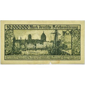 Wolne Miasto Gdańsk, 10 milionów marek 1923, seria A, prawidłowy napis