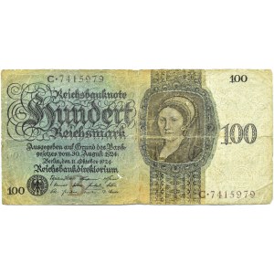 Niemcy, Republika Weimarska, 100 marek 1924, seria C/B, Berlin, rzadkie