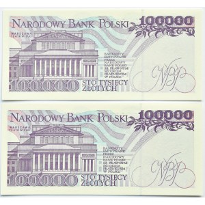 Polska, III RP, 2 X 100 000 złotych 1993, seria AD, UNC, dwa kolejne numery