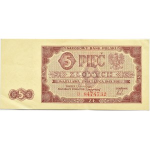 Polska, RP, 5 złotych 1948, seria D, rzadkie