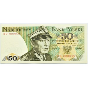 Polska, PRL, 50 złotych 1975, seria BD, UNC - niski numer