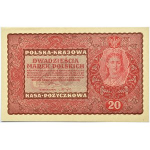 Polska, II RP, 20 marek 1919, II seria M, Warszawa, UNC
