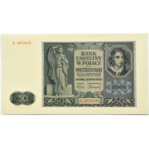 Polska, Generalna Gubernia, 50 złotych 1941, seria A, Kraków, UNC