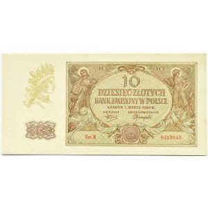 Polska, Generalna Gubernia, 10 złotych 1940, seria B, UNC-