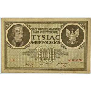 Polska, II RP, 1000 marek 1919, seria L, zn. wod. nr 3