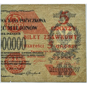 Polska, II RP, bilet zdawkowy 5 groszy 1924, prawa połówka