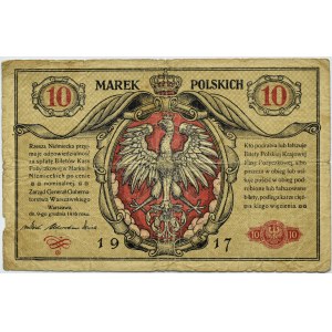 Polska, II RP, 10 marek 1916, Generał, seria i numerator A0...