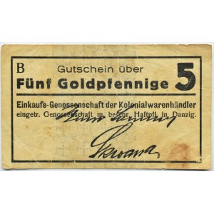 Danzig, Gdańsk, Einkaufs-Genossenschaft, 5 goldpfennig, seria B