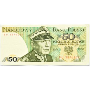 Polska, PRL, 50 złotych 1975, seria BU, Warszawa