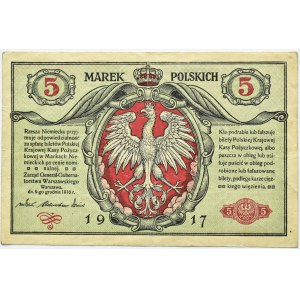 Polska, II RP, 5 marek 1916 biletów....Generał, seria A, rzadkie