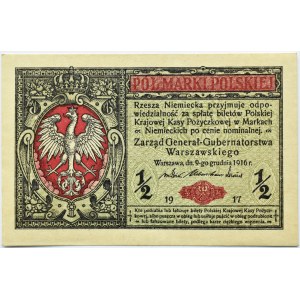 Polska, II RP, 1/2 marki 1916 Generał seria B, UNC