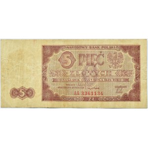 Polska, RP, 5 złotych 1948, seria AA, Warszawa