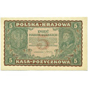 Polska, II RP, 5 marek 1919, II seria CA, Warszawa, UNC