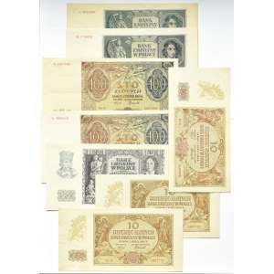 Polska, Generalna Gubernia, lot 8 banknotów 1940-1941, Kraków