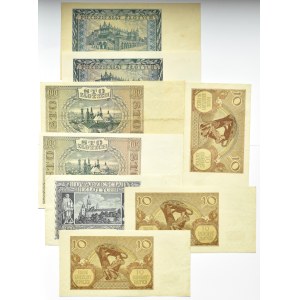 Polska, Generalna Gubernia, lot 8 banknotów 1940-1941, Kraków