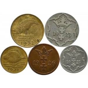 Wolne Miasto Gdańsk, lot pięciu monet - 2,5 10 pfennig 1923-1932, Berlin