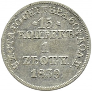 Mikołaj I, 15 kopiejek/1 złoty 1839 MW, Warszawa