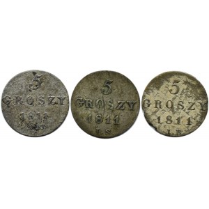 Księstwo Warszawskie, lot 5 groszy 1811 I.S/I.B., Warszawa