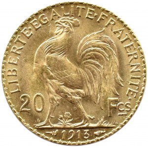 Francja, Republika, Kogut, 20 franków 1913, Paryż, UNC