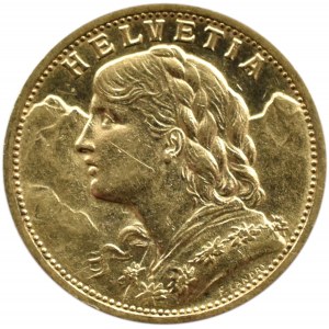 Szwajcaria, Heidi, 20 franków 1902 B, bardzo ładne