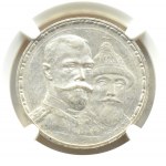 Rosja, Mikołaj II, 1 rubel 1913 BC, 300 lat Domu Romanowów, Petersburg, NGC MS61