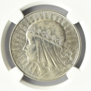 Polska, II RP, Głowa Kobiety, 10 złotych 1933, NGC AU55, Warszawa