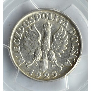 Polska, II RP, Kłosy, 2 złote 1925 z kropką, Londyn, PCGS AU58
