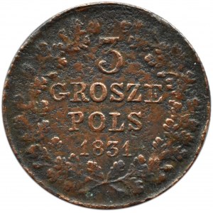 Powstanie Listopadowe, 3 grosze 1831 K.G., Warszawa