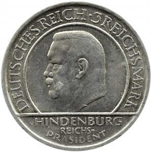 Niemcy, Republika Weimarska, 3 marki 1929 A, Berlin, Przysięga Hindenburga