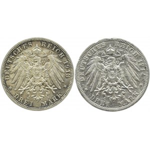 Niemcy, Prusy, Wilhelm II, lot 3 marki 1913-1914 A, Berlin