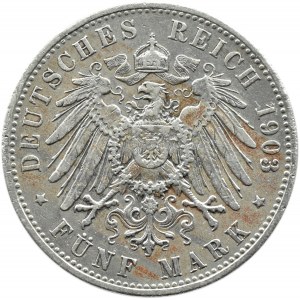 Niemcy, Bawaria, Otto 5 marek 1903 D, Monachium
