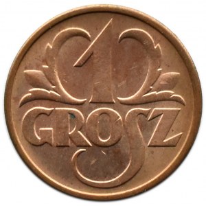 Polska, II RP, 1 grosz 1937, Warszawa, UNC