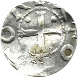 Denar krzyżowy XI w., Kolonia, krzyż prosty z kulkami