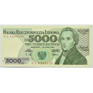 Polska, PRL, 5000 złotych 1988, seria CS, Warszawa, UNC