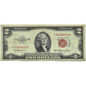 USA, 2 dolary 1953, seria A, z gwiazdką, czerwona pieczęć, rzadkie