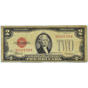 USA, 2 dolary 1928, seria D, czerwona pieczęć, rzadkie