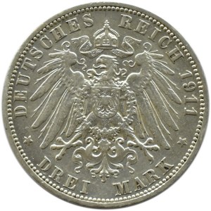 Niemcy, Anhalt, Fryderyk II, 3 marki 1911 A, Berlin