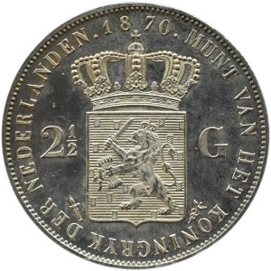 Holandia, Willem III, 2 1/2 guldena 1870, Utrecht, PROOF