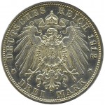 Niemcy, Wirtembergia, Wilhelm II, 3 marki 1912 F, Stuttgart