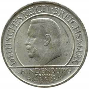 Niemcy, Republika Weimarska, 3 marki 1929 A, Berlin, Przysięga Hindenburga, UNC