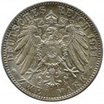 Niemcy, Wirtembergia, Wilhelm II, 2 marki 1914 F, Stuttgart, UNC
