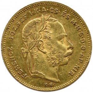 Austro-Węgry, Franciszek Józef I, 20 franków/8 florenów 1877 K.B., Kremnica
