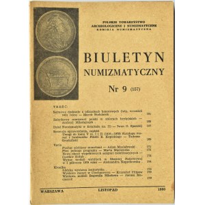 Biuletyn Numizmatyczny PTN, pełen rocznik 1980, dziewięć numerów