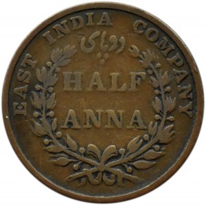 Indie, Kompania Wschodnioindyjska, 1/2 Anna 1835