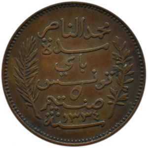 Tunezja, 5 centimes 1916 A, Paryż