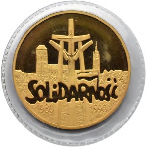 Polska, III RP, 200000 złotych 1990, 10 lat Solidarności, średnica 39 mm, zafoliowana