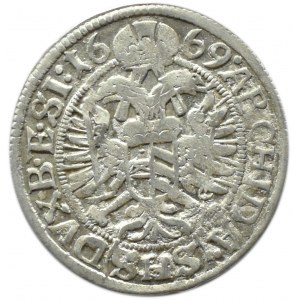 Śląsk, Leopold I, 3 krajcary 1669 SHS, Wrocław